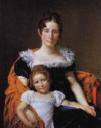 Jacques-Louis  David Portrait of the Comtesse Vilain XIIII and her Daughter china oil painting reproduction